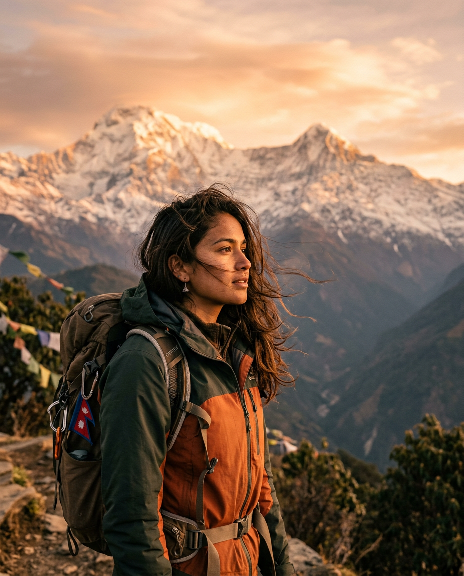 Traveler portrait in the mountains