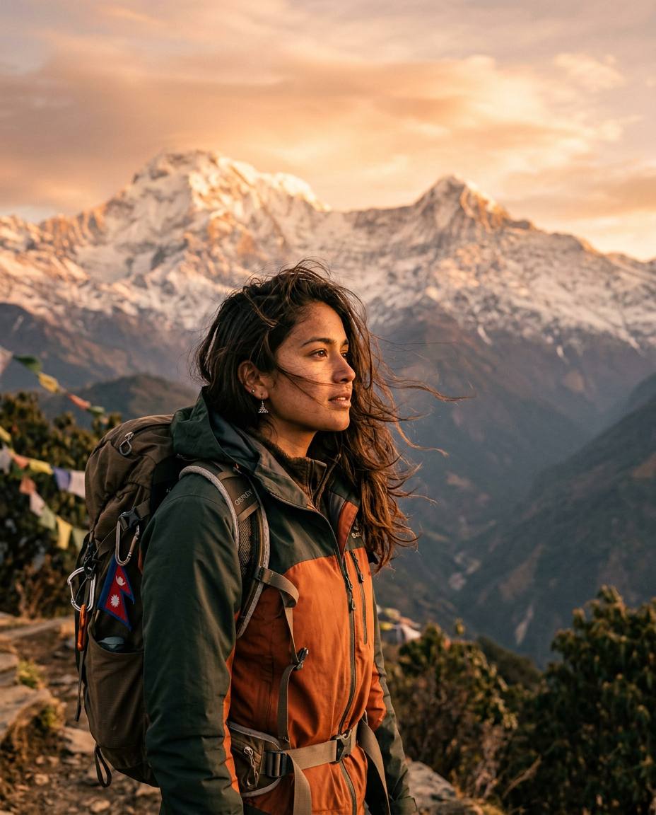 Traveler portrait in the mountains