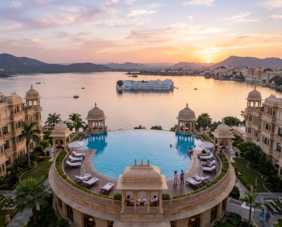 Luxury hotel with lake view